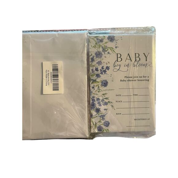 Baby in Bloom Baby Shower Invitation Floral Boy Baby Spring Flowers - Picture 1 of 2